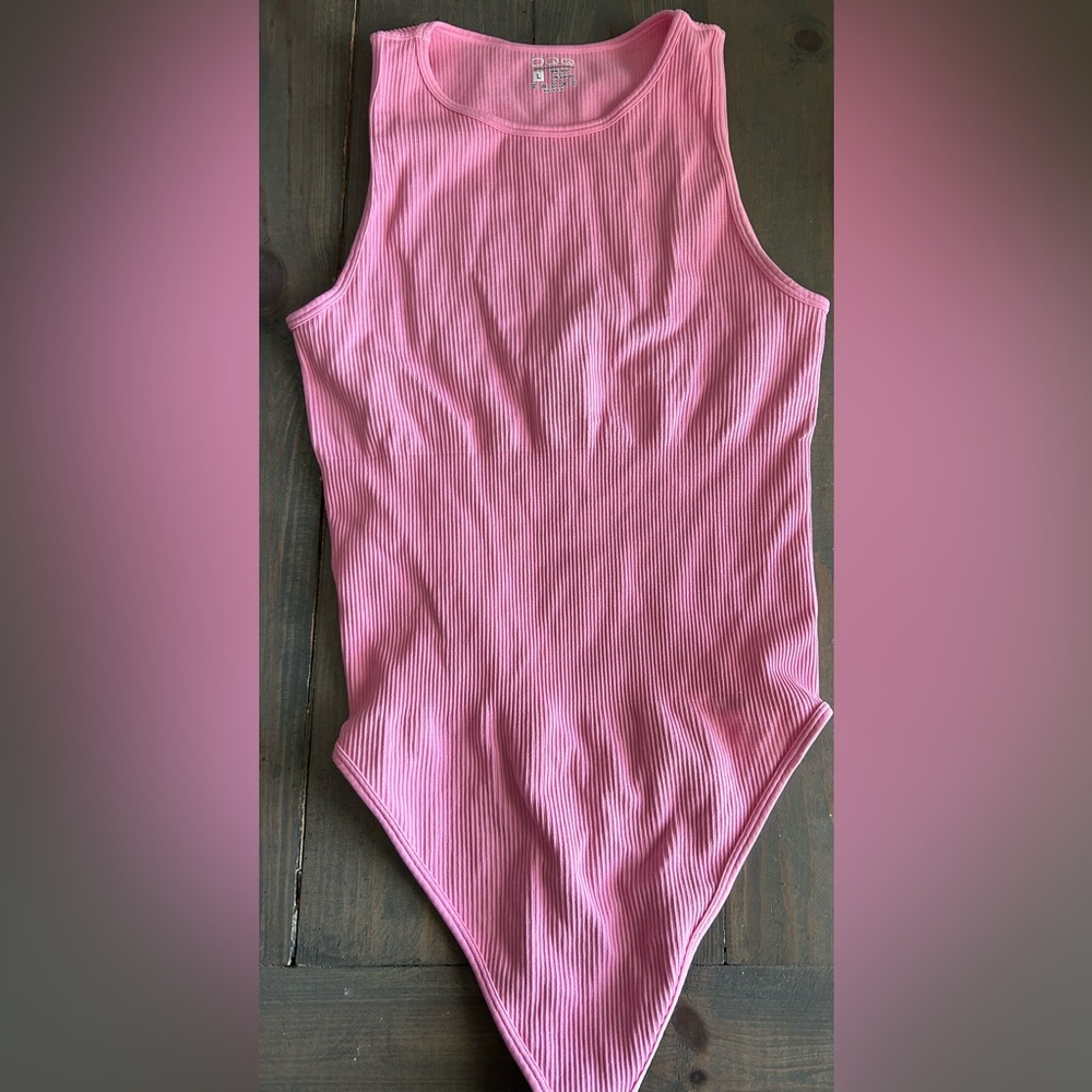 Pink Ribbed Bodysuit